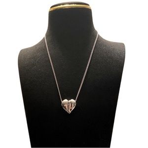 Vintage Avon Heart Pendant and Necklace, silver tone